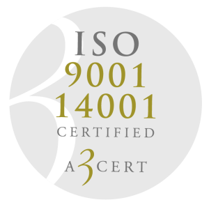 ISO 9001 och 14001 certifikat knapp