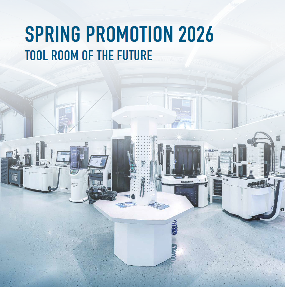 HAIMER vårkampanj 2026 med erbjudanden på krympmaskiner, verktygsinställare, balanseringsmaskiner samt rabatter på verktygshållare och kylsystem